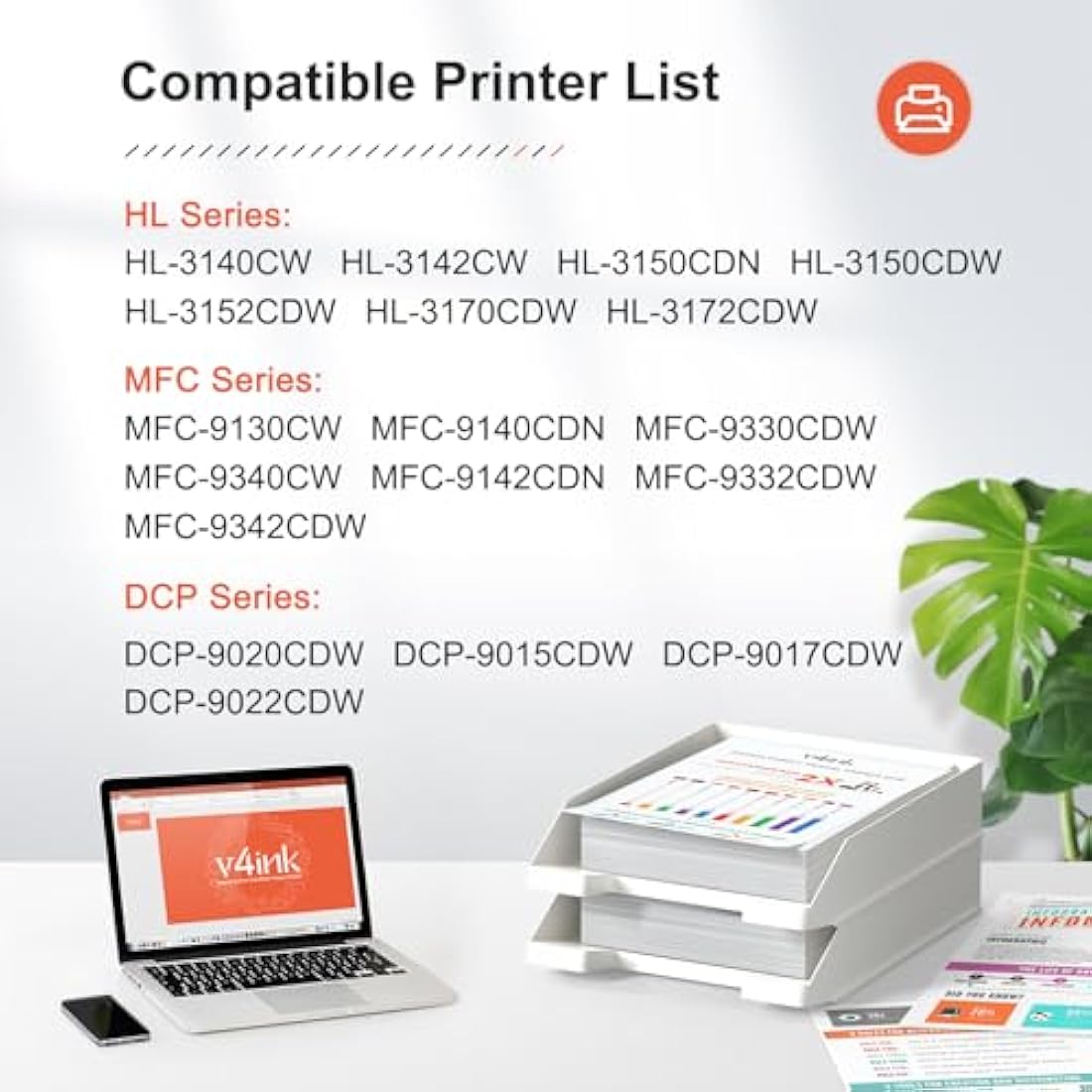 v4ink TN-241 TN-245 Compatible Toner Cartridges for Brother - 4 Pack