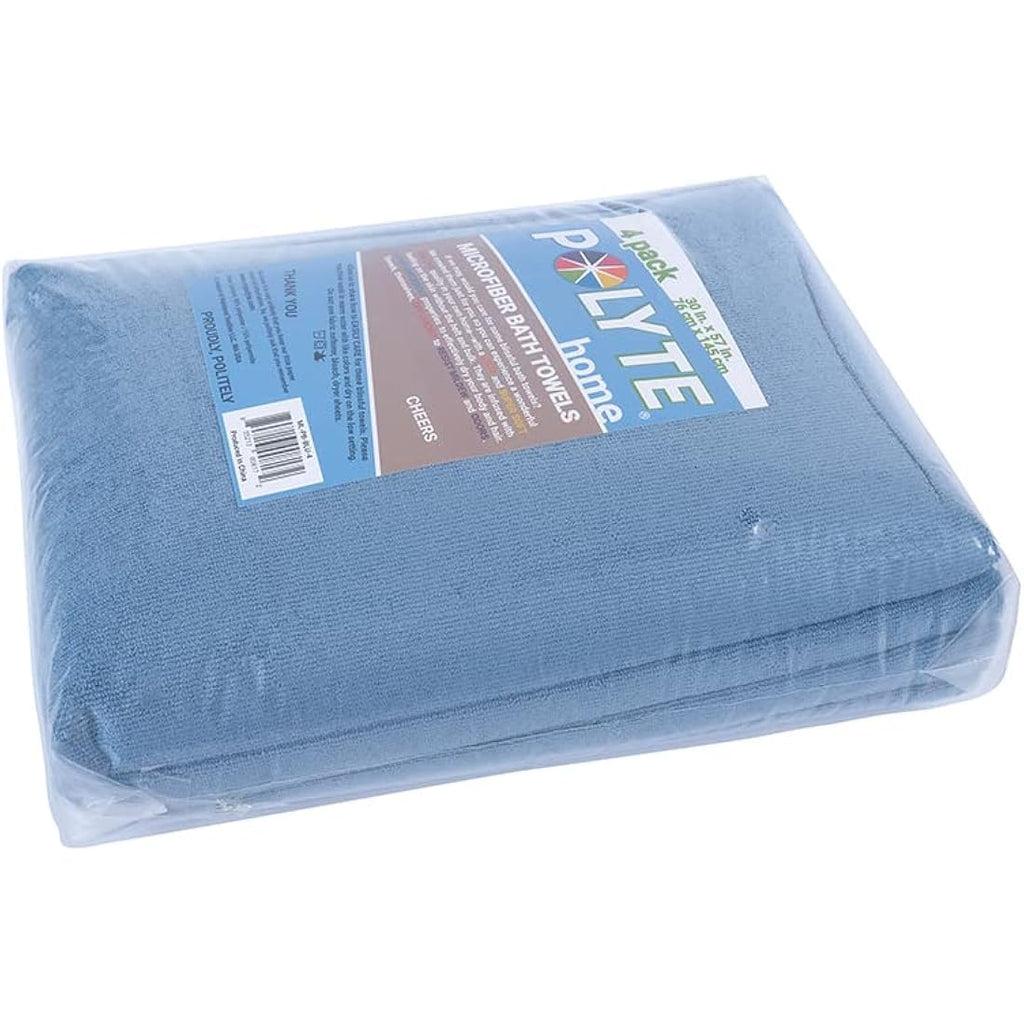 Polyte Quick Dry Microfibre Bath Towel - 4 Pack, 76 x 145 cm (Blue)