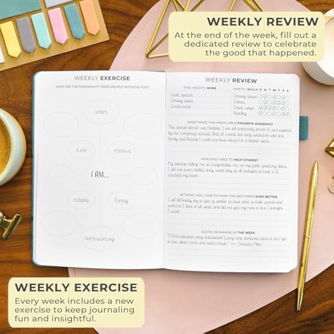 Clever Fox Gratitude Journal – A5 Daily Affirmation Notebook, Aquamarine