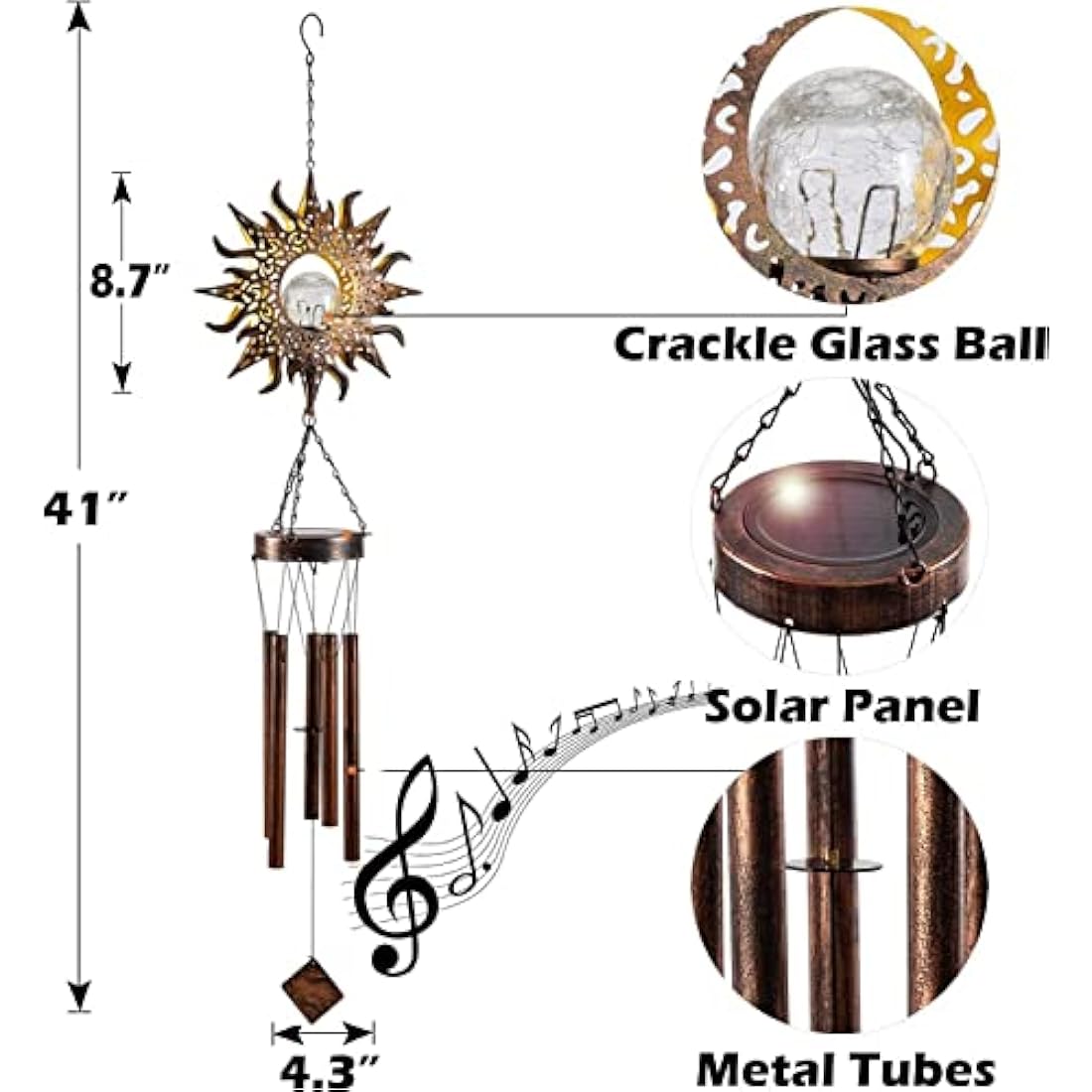 Lifemet Solar Wind Chimes – Waterproof Metal LED Garden Lights for Patio