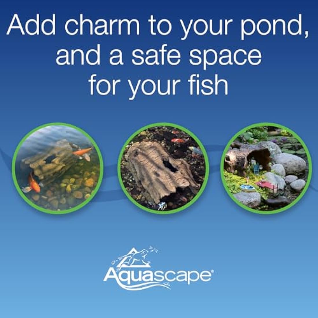 Aquascape Koi Predator Control Faux Log Fish Cave – Heavy-Duty Poly-Resin