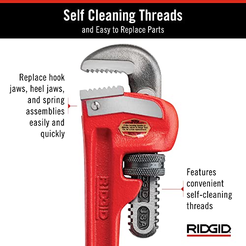 RIDGID 31005 8-Inch Heavy-Duty Straight Pipe Wrench | Ductile Iron