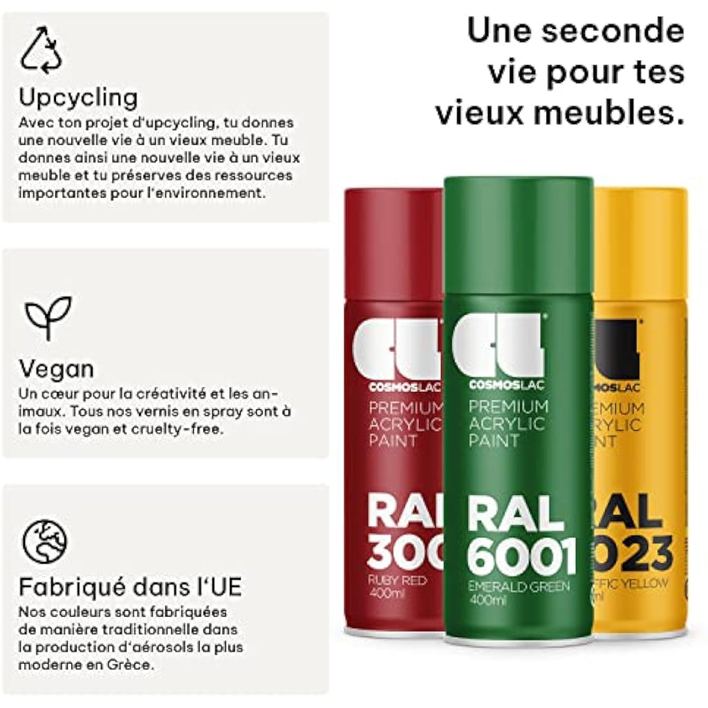 Cosmos LAC Acrylic Spray Paint | RAL 9005 Semigloss Black | 400ml