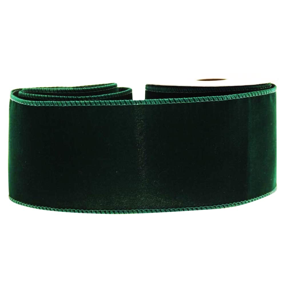 FloristryWarehouse Emerald Green Wired Velvet Ribbon - 63mm x 9m