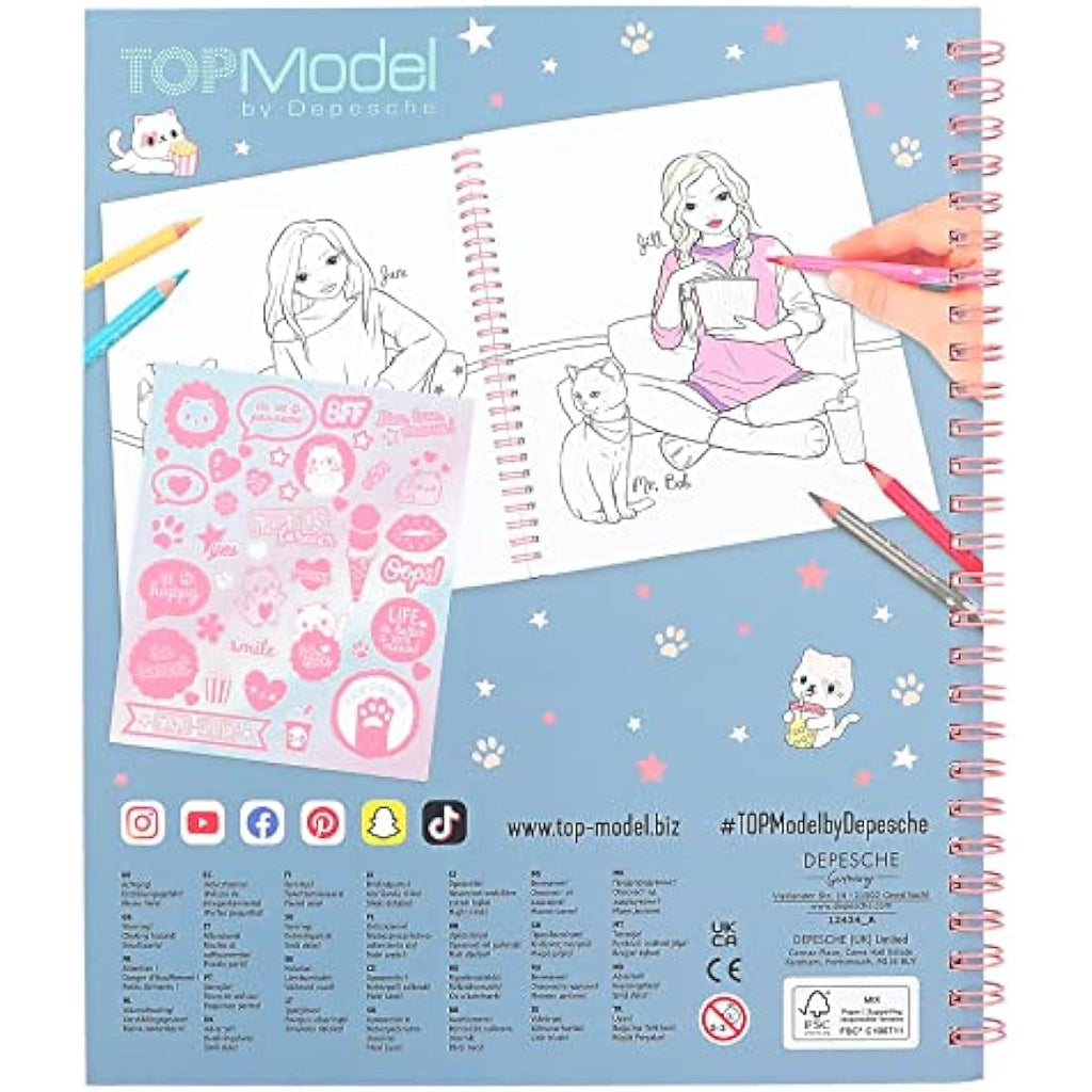 TOPModel Cutie Star Colouring Book Set – Fashion Design with Stickers