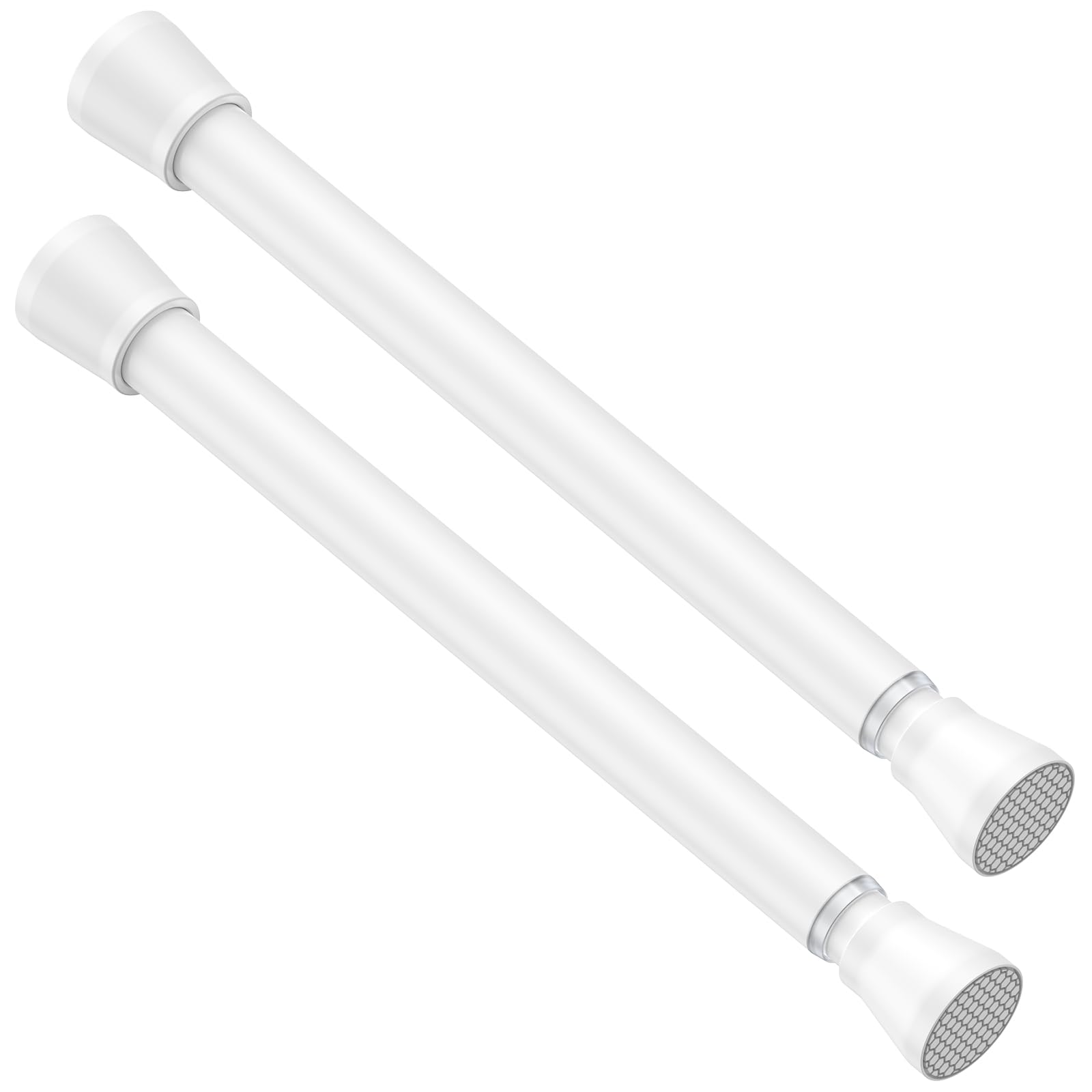Zipglo Extendable Tension Curtain Rods | 41-67cm No-Drill White Poles - 2 Pack