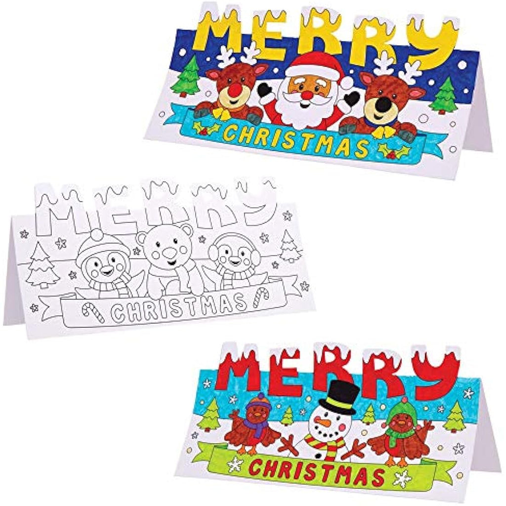 Baker Ross Christmas Pop-Up Colouring Cards for Kids (Pack of 10)