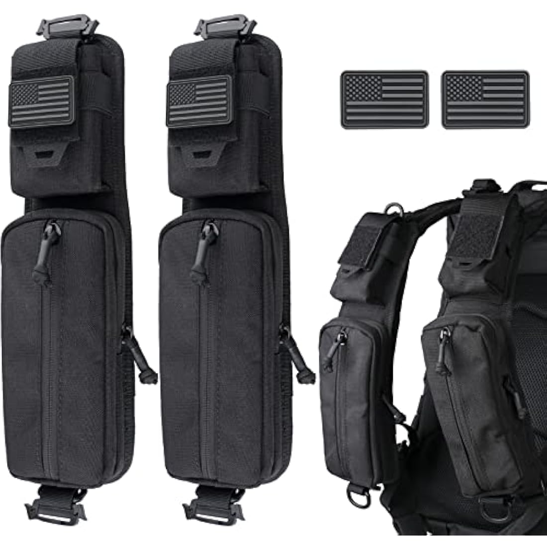 WYNEX Tactical MOLLE Shoulder Strap Pouch | Double Zipper EDC Phone Bag