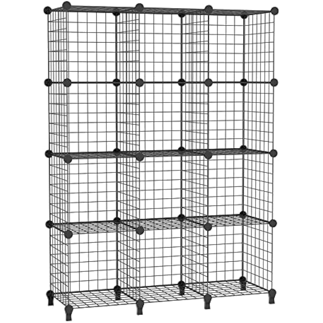 AWTATOS 12-Cube Wire Storage Shelves | DIY Modular Bookcase Unit, Black