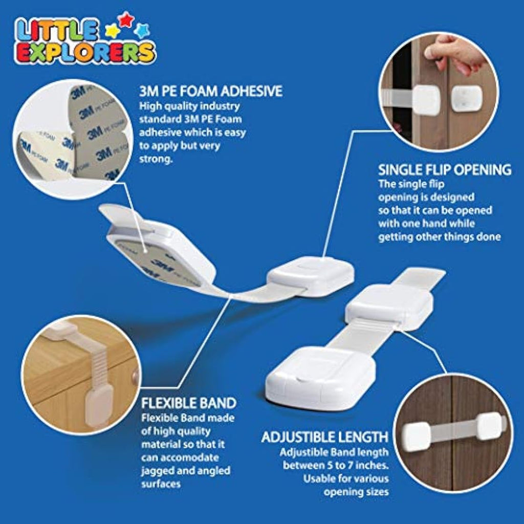 Baby Proof Cabinet Locks – Adjustable Child Safety Latches (8 Pack)