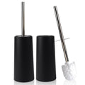 Topsky 2-Pack Closed Toilet Brush and Holder – Black Compact Loo Brush