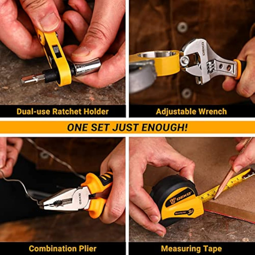 DEKO 100 Piece Home Repair Tool Set | Household Hand Tool Kit with Case