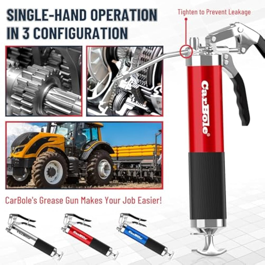 CarBole Heavy Duty 8000 PSI Grease Gun | Pistol Grip with 18" Flex Hose