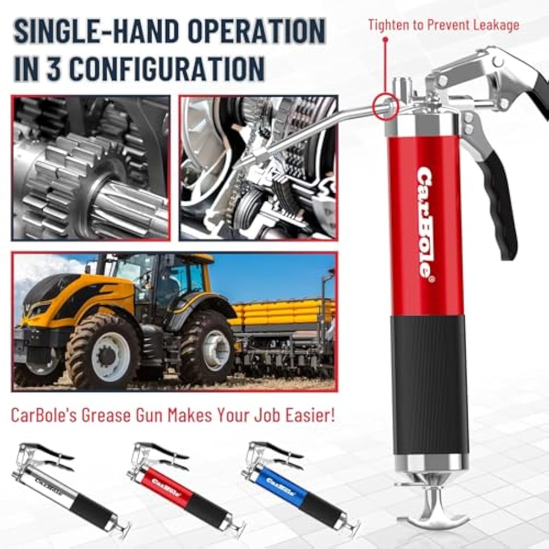 CarBole Heavy Duty 8000 PSI Grease Gun | Pistol Grip with 18" Flex Hose