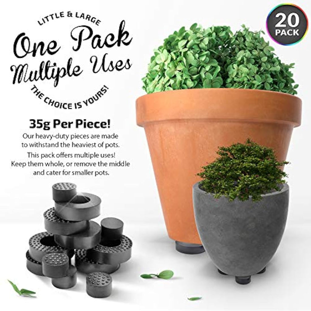 The Garden Gecko Invisible Pot Feet – 20 Pack EPDM Rubber Plant Risers