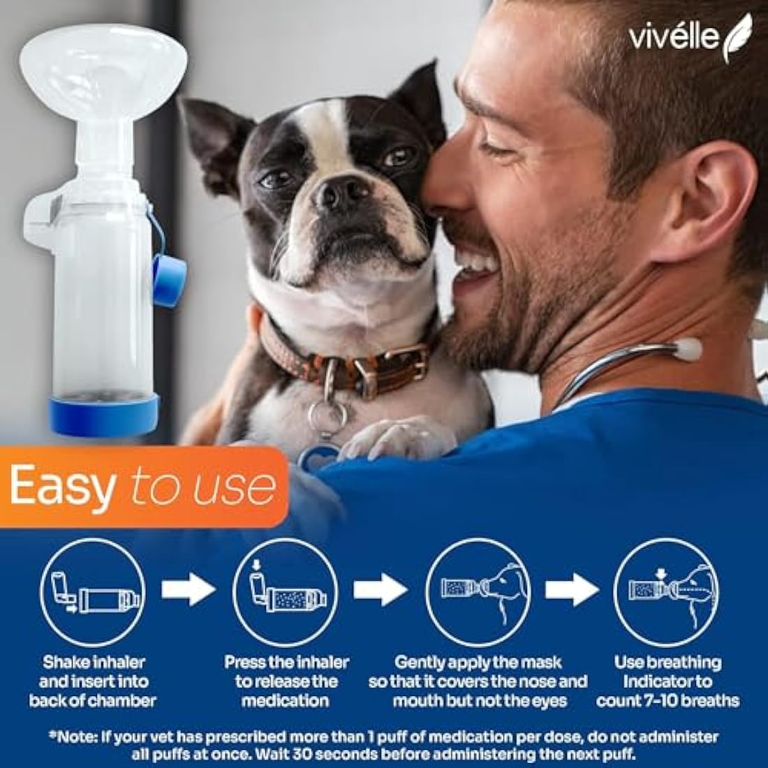 Vivélle Pet Inhaler Spacer for Cats and Dogs with 2 Masks |