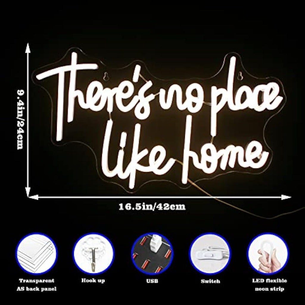 Looklight There's No Place Like Home Neon Sign | Warm White LED Wall Decor