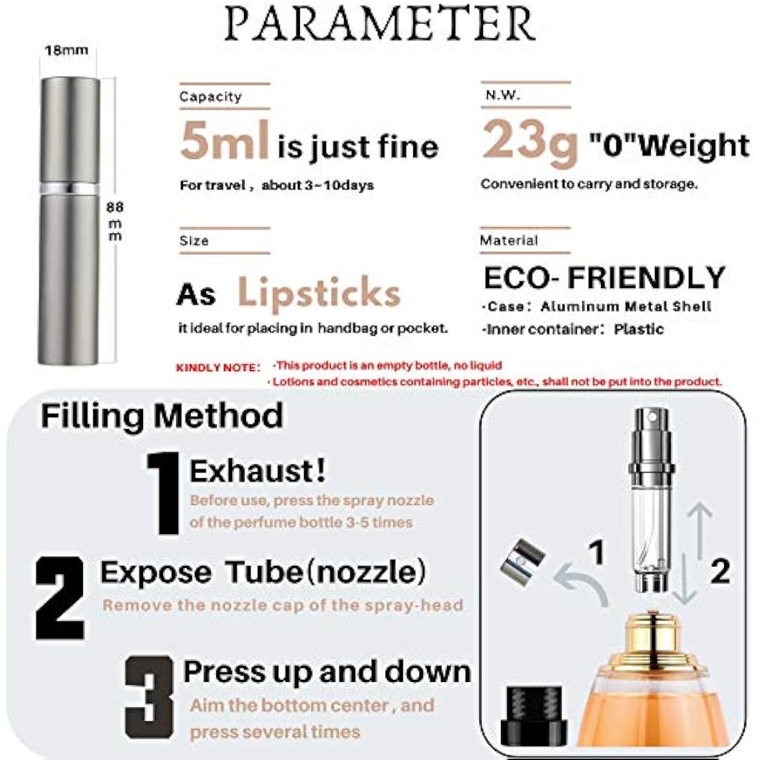 AsaNana Refillable Perfume Atomiser – 5ml Leakproof Travel Spray