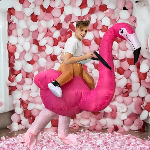 JASHKE Inflatable Flamingo Costume – Adult Halloween Fancy Dress Suit