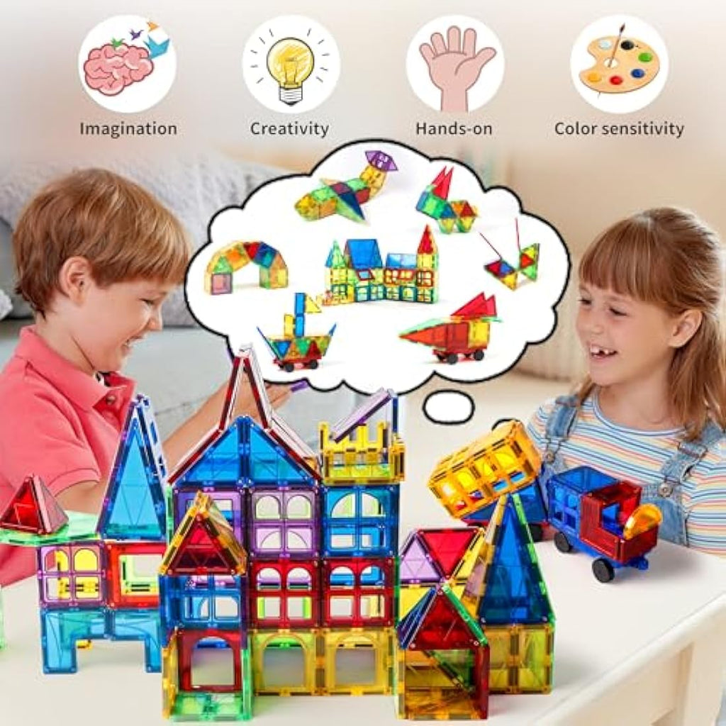 Magblock 120 PCS Magnetic Tiles – 3D Building Blocks STEM Toy for Kids