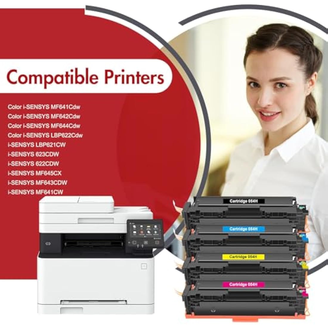 INFITONER 054H High-Yield Toner Cartridges for Canon i-SENSYS (4-Pack)