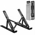 GrandMil Adjustable Laptop Stand for Desk – Foldable & Portable ABS+Silicone Riser, Ventilated Cooling Holder for 10-17.3” Laptops & Tablets Black