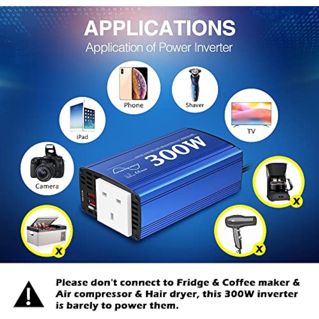 Giandel 300W Pure Sine Wave Power Inverter | 12V DC to 240V AC Car Adapter
