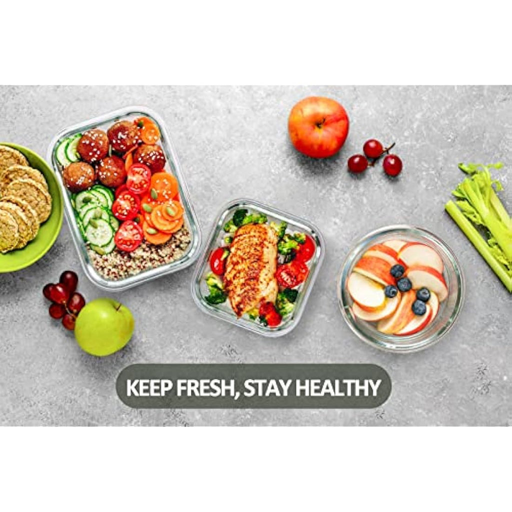 MCIRCO 24-Piece Glass Food Storage Containers | Airtight Meal Prep Set