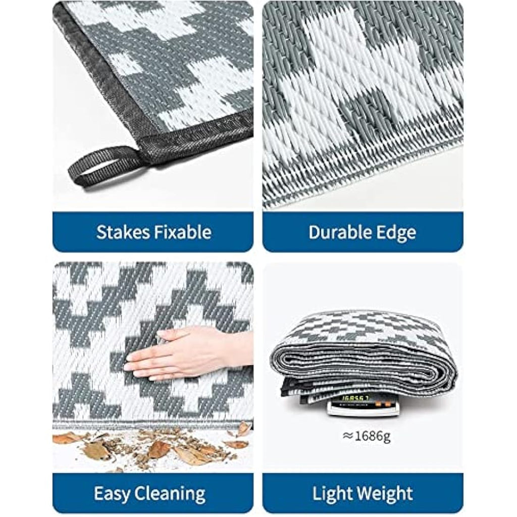 Enipate Geometric Outdoor Rug – 6x9ft Reversible Waterproof Patio Carpet
