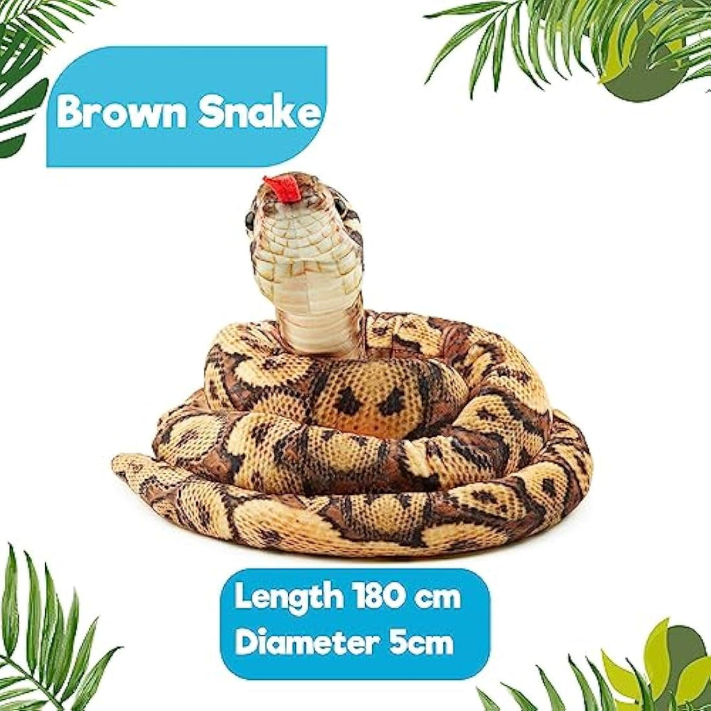 Zappi Co Burmese Python Plush Snake Toy - 180cm Soft Stuffed Safari Animal