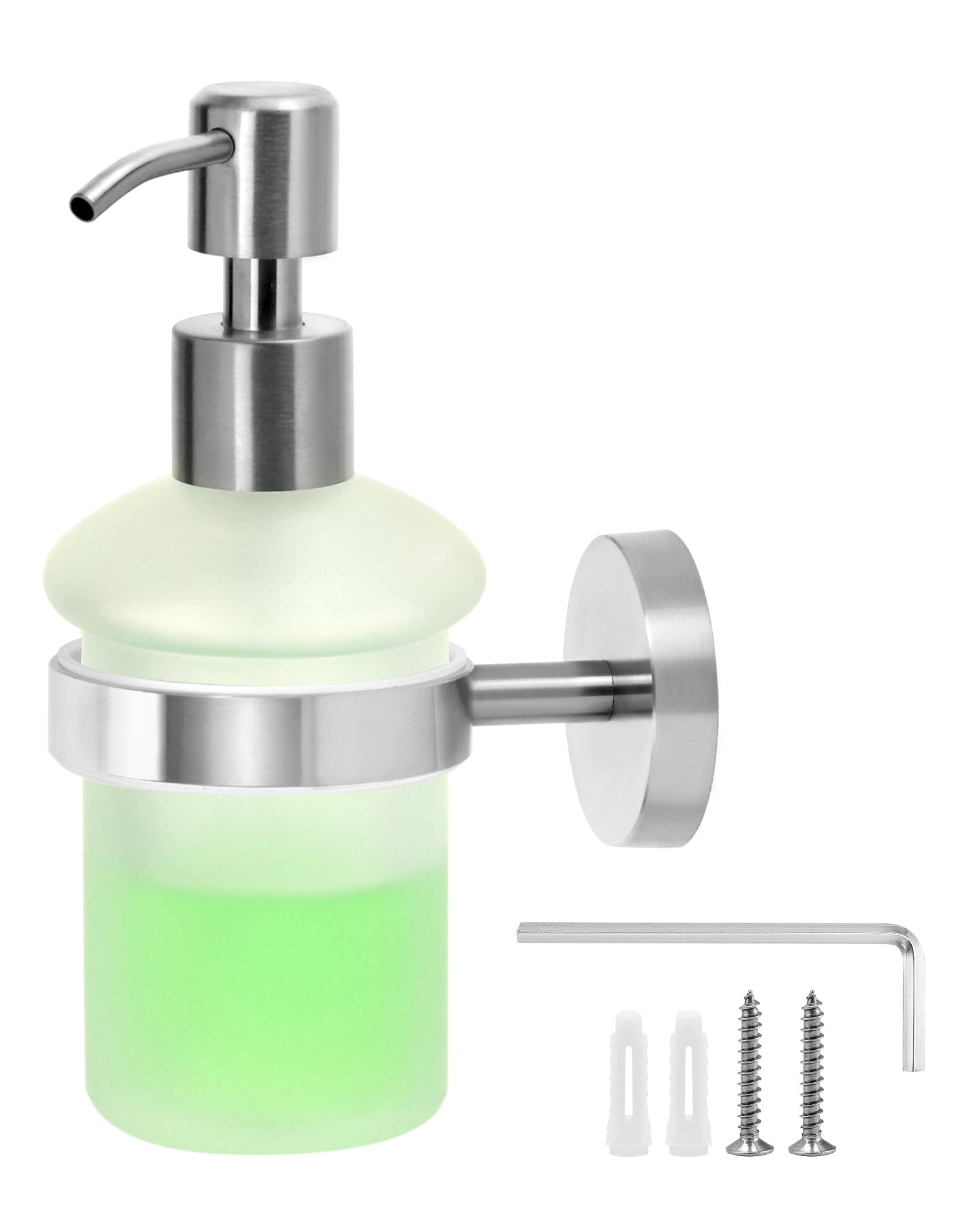 QWORK Wall Mounted Soap Dispenser | 304 Stainless Steel Brushed Finish