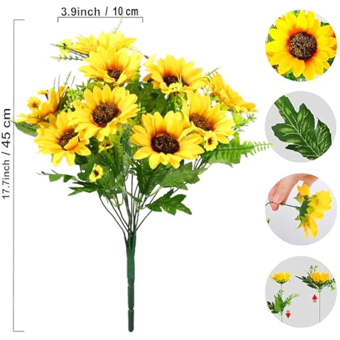 Beferr Artificial Sunflowers – 2 Bunches Silk Floral Bouquets for Home Decor