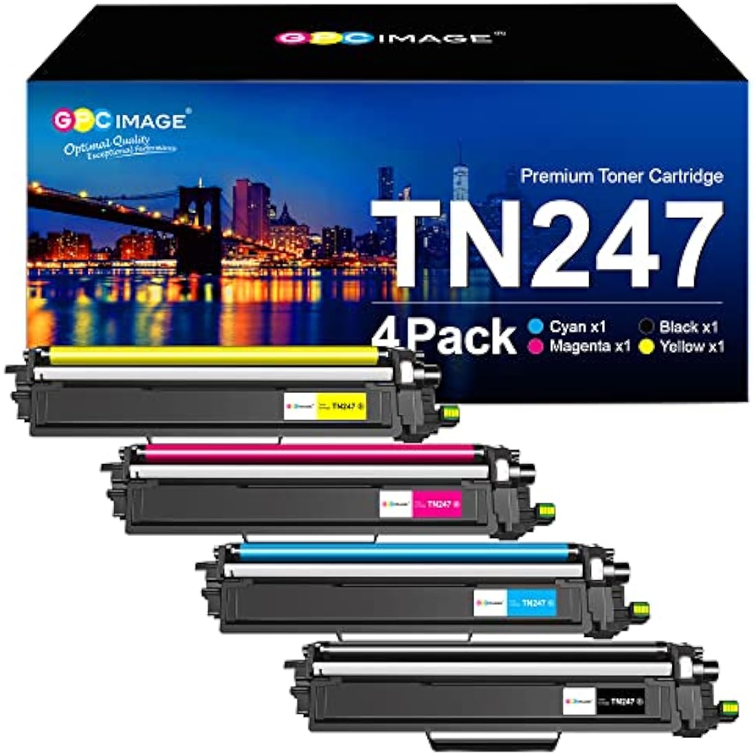 GPC Image TN247 TN243 Compatible Toner Cartridges for Brother - 4-Pack CMYK