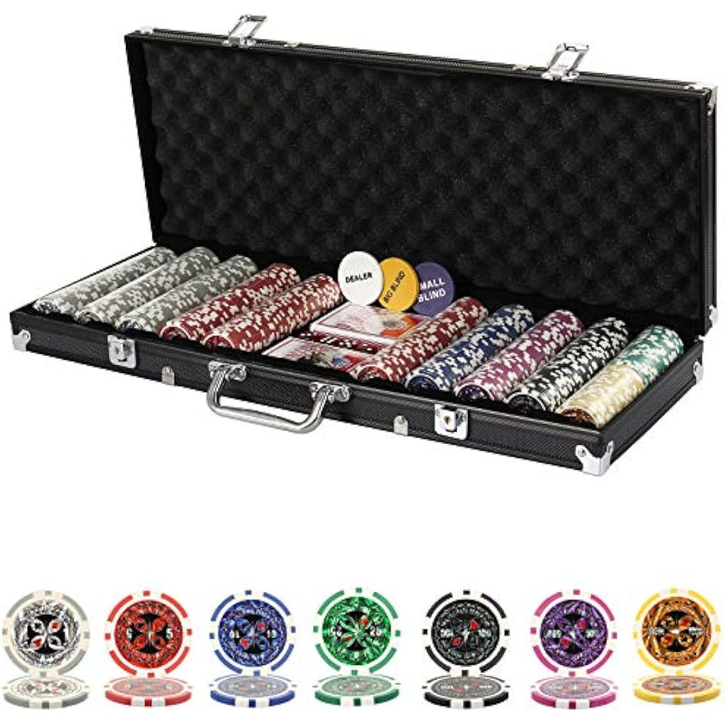 Display4top 500 Piece Poker Chips Set | Texas Holdem Aluminum Case