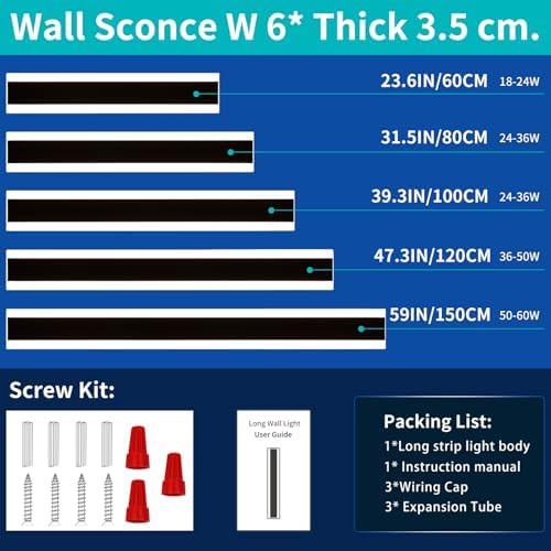 Mikeru 120cm Outdoor LED Wall Sconce | IP65 Waterproof Black Light 2-Pack
