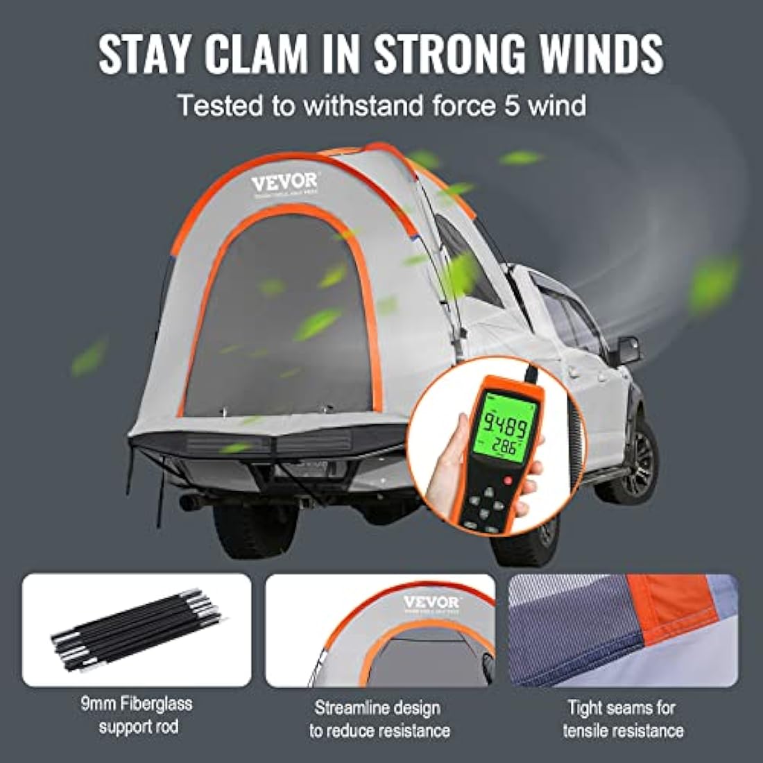 VEVOR Truck Bed Tent | Waterproof 6.4-6.7ft Pickup Tent with Rainfly