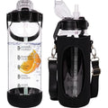 Seekua 2L Glass Water Bottle with Straw | Motivational Time Markings