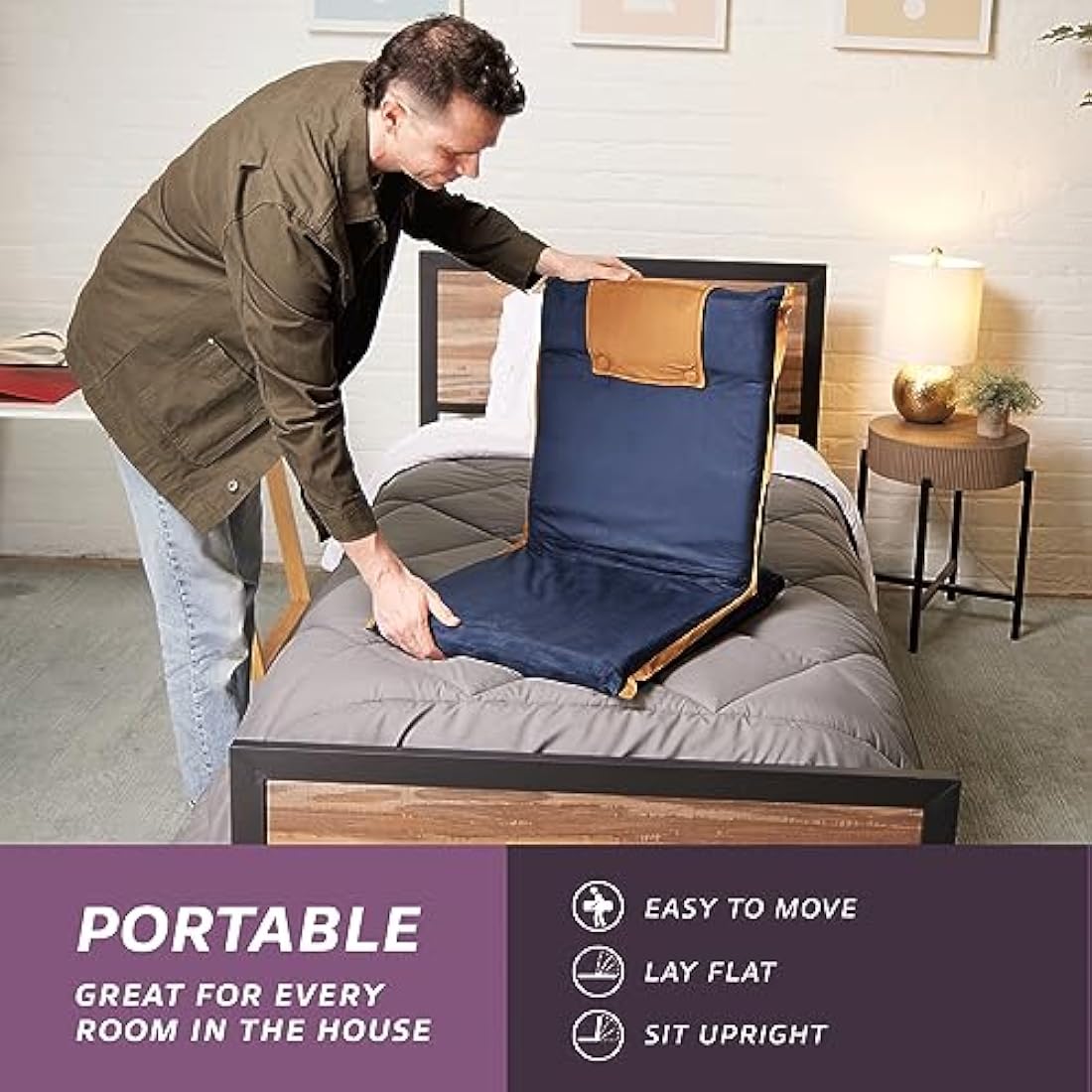 bonVIVO EASY III Folding Floor Seat – Portable Padded Meditation Chair, Blue
