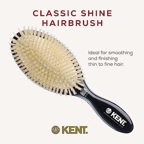 Kent CSGL Large Soft White Bristle Cushioned Hair Brush - Gentle Styling