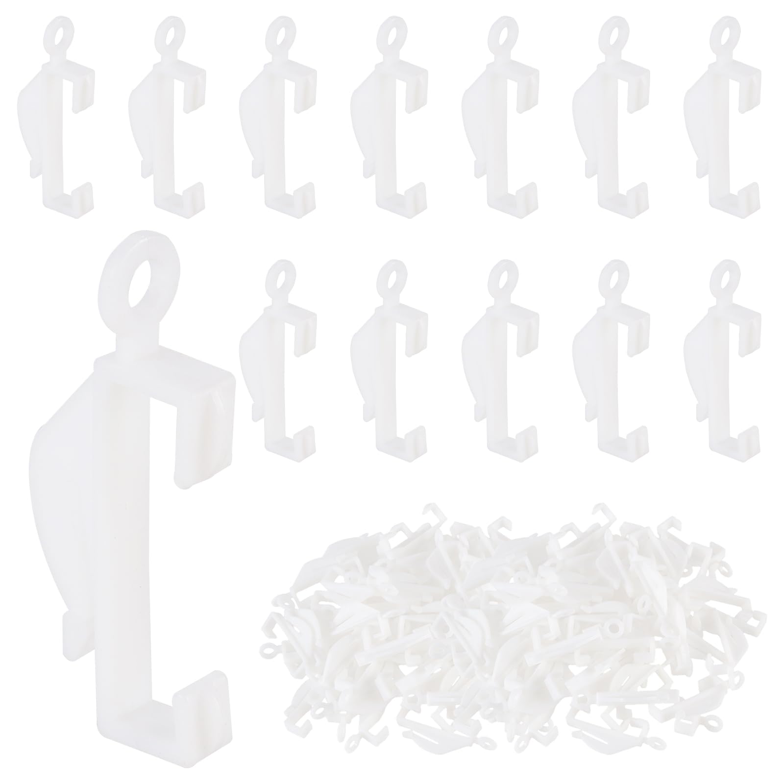 Jolof Store 200 PCS Plastic Curtain Hooks – White Track Gliders for Windows