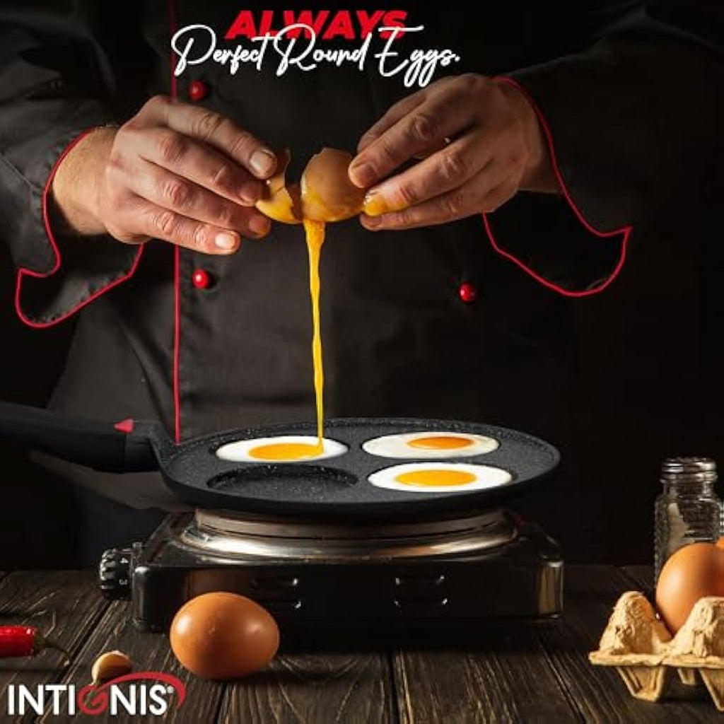 INTIGNIS 4-Hole Non-Stick Pancake Pan | Induction Ceramic Crepe Maker