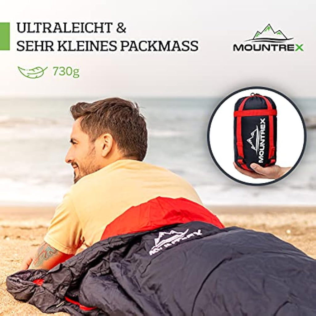 MOUNTREX Ultralight Summer Sleeping Bag – 730g Compact Travel Blanket