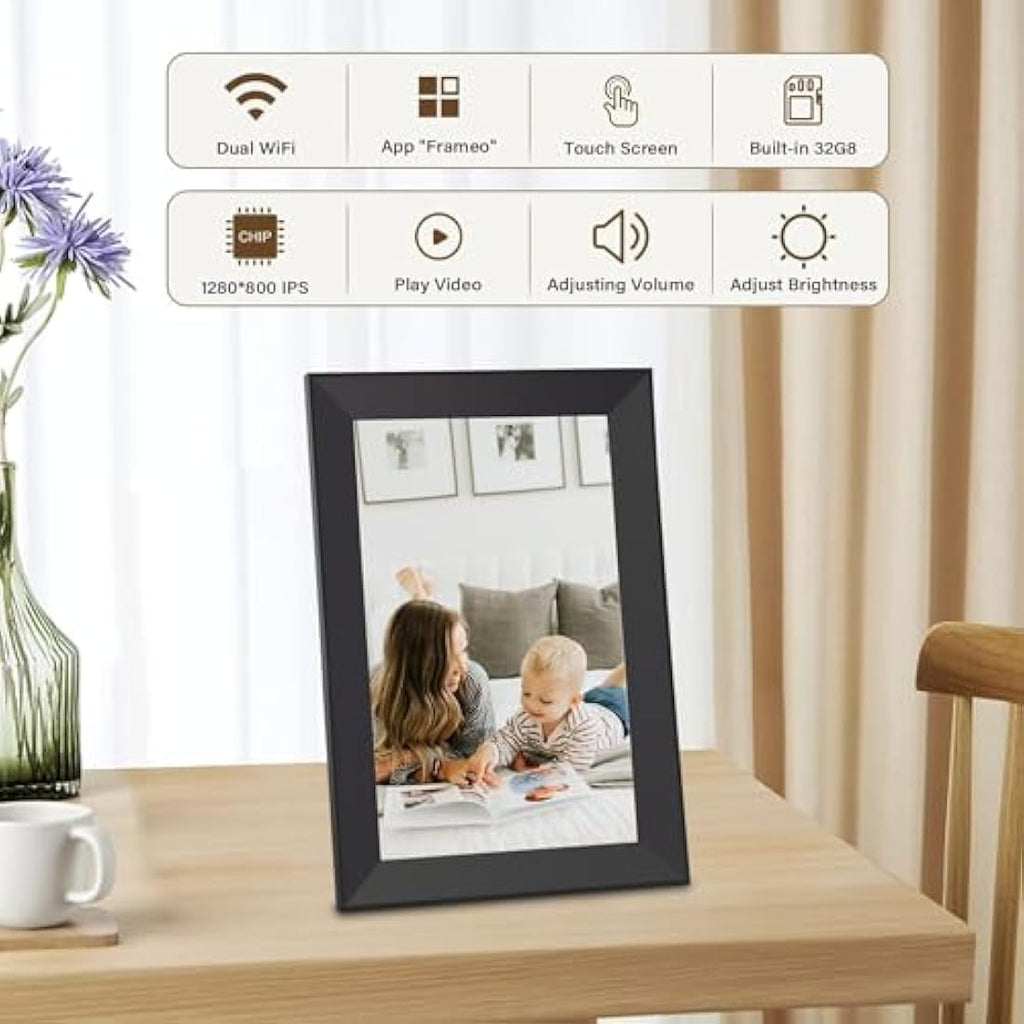 Hesmor 10.1 Inch WiFi Digital Photo Frame - 32GB IPS Touch Screen, Black
