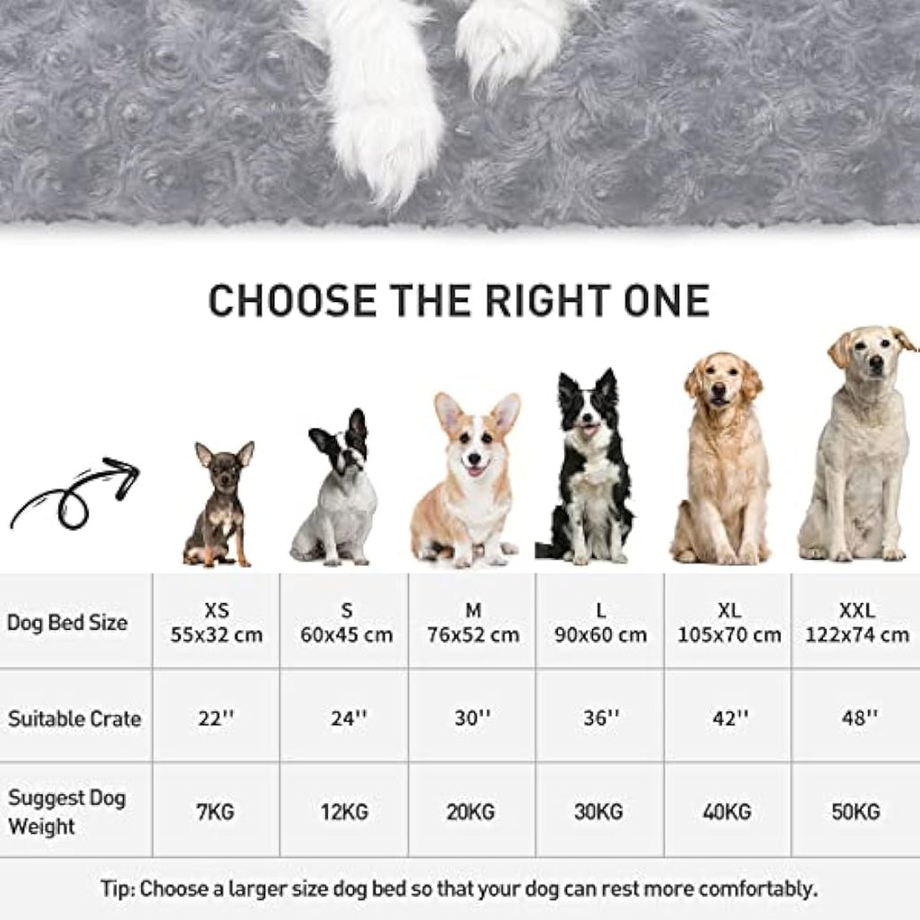 KSIIA Calming Dog Bed – Washable Orthopedic Plush Crate Mat, Dark Grey
