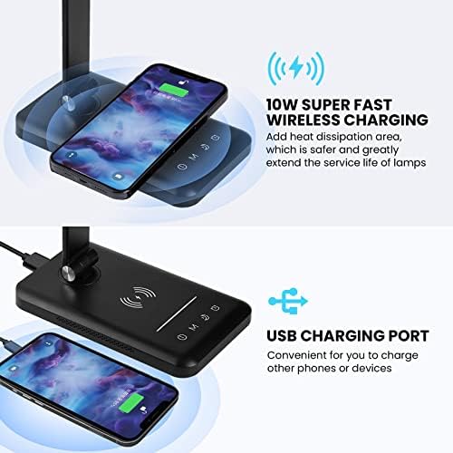 BIENSER LED Desk Lamp with 10W Wireless Charger and USB Port