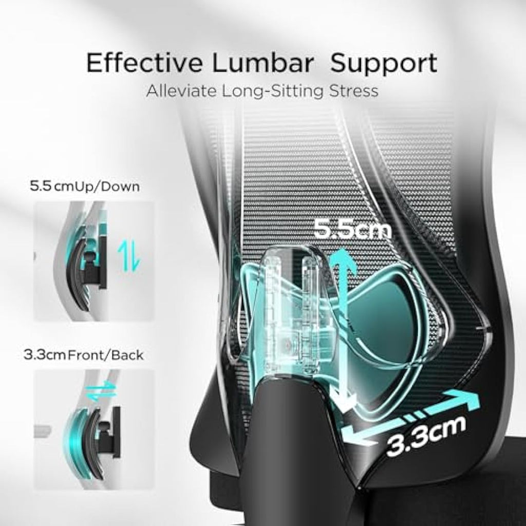 Hbada P3 Pro Ergonomic Office Chair | 2D Lumbar Support & Footrest - Black