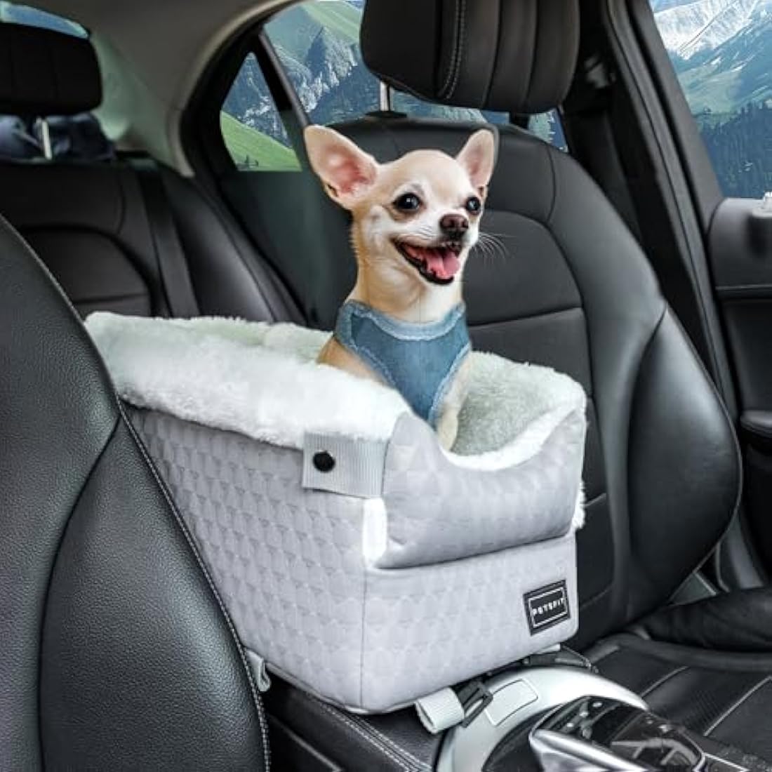 Petsfit Center Console Dog Car Seat – Small Pet Booster with Safety Hooks
