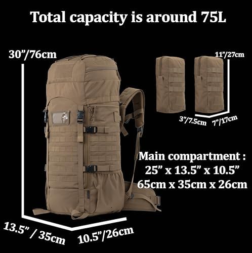 Jolof Store 75L Tactical Backpack – Internal Frame MOLLE Hiking Pack