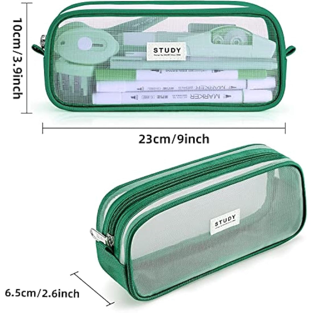 KALIDI Clear Mesh Pencil Case – Large Capacity Stationery Pouch