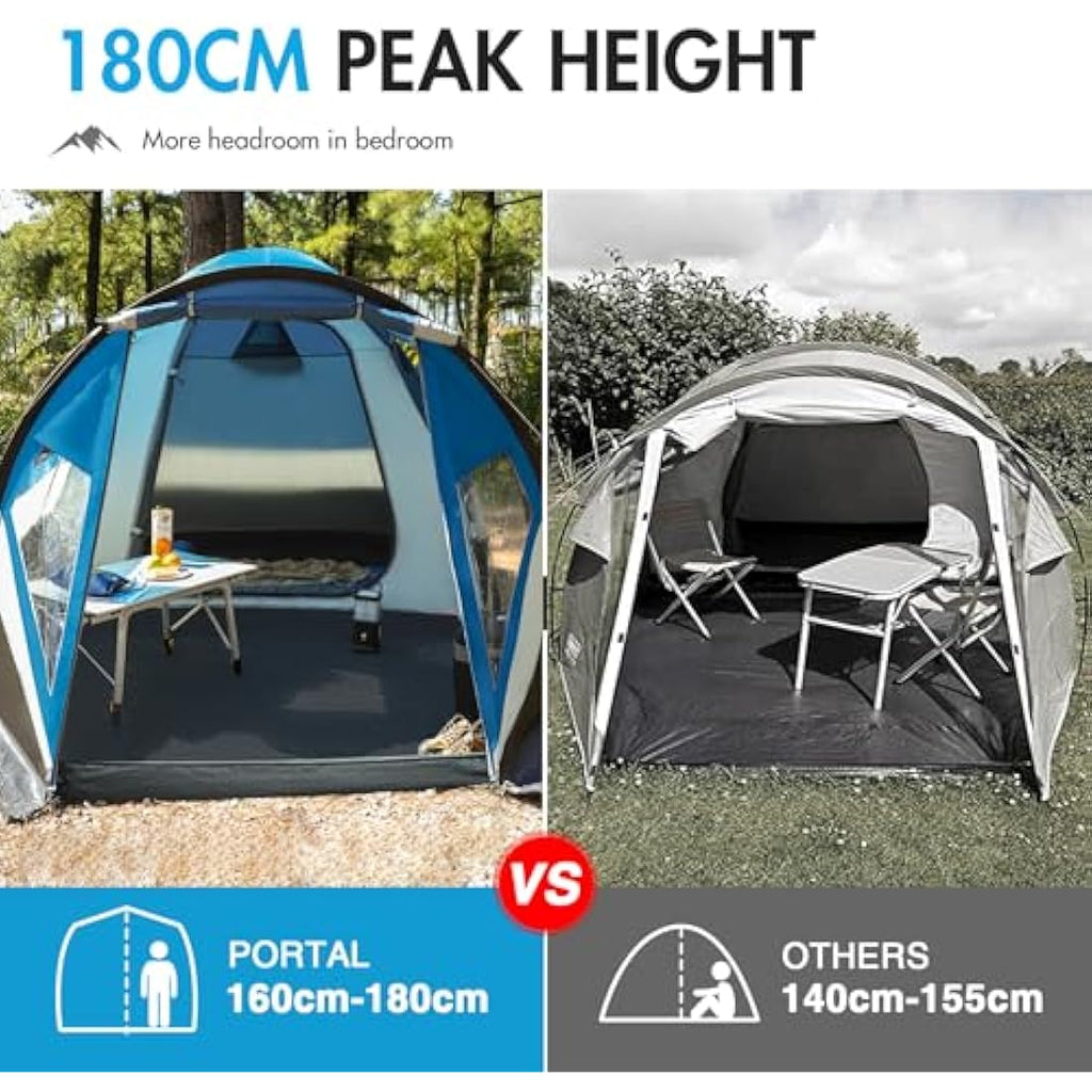 Portal 4-Person Family Camping Tent | 3000mm Waterproof with Porch